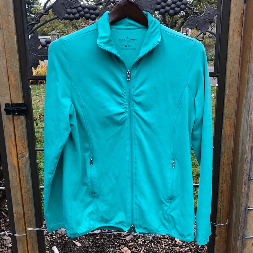 Neon Buddha green lightweight long sleeve cotton blend yoga top size S